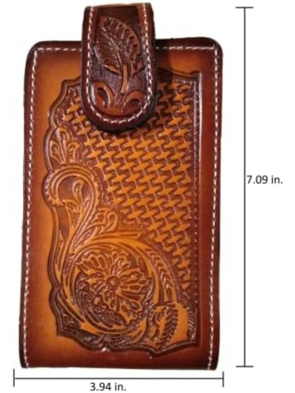 Authentic Leather Western Cell Phone Case for Belt - Magnetic Closure, Universal
